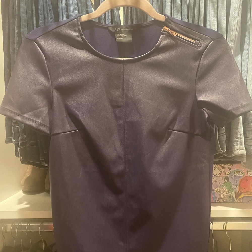 Armani Exchange. Plum faux leather top